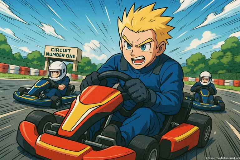 Course de karting animée sur circuit
