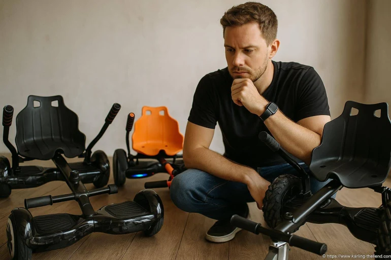 Homme réfléchissant devant hoverkarts