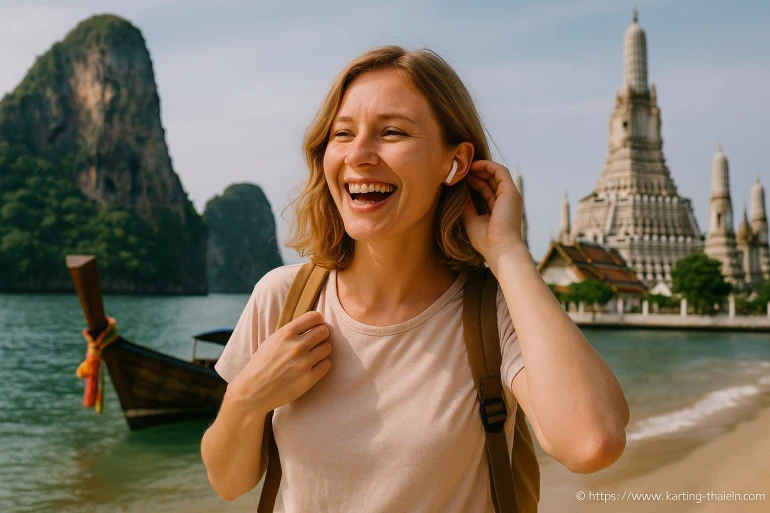 Femme souriante en voyage en Thaïlande