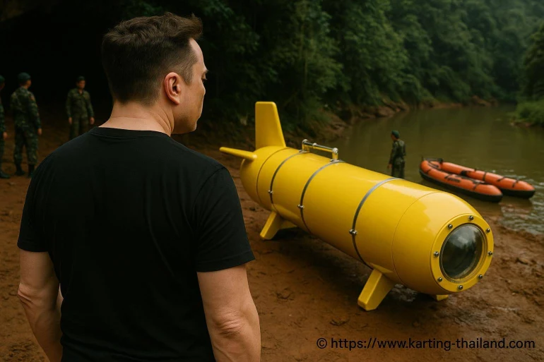 Elon Musk en Thaïlande avec son mini sous-marin pour secourir les enfants coincés dans la grotte