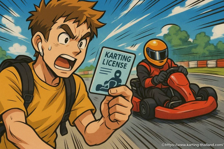 Jeune homme montre permis karting