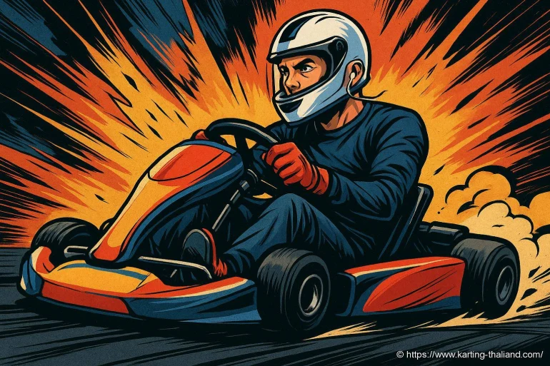 Pilote de karting en pleine course