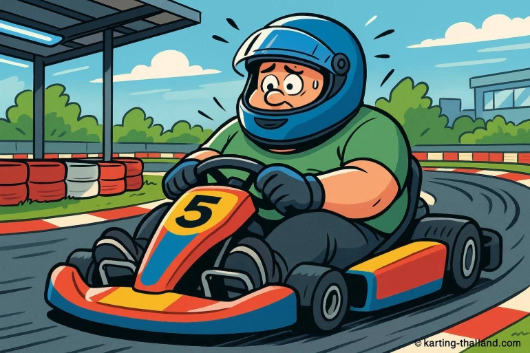 Homme anxieux en karting numéro 5