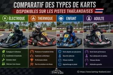 Comparatif des types de karts disponibles sur les pistes thaïlandaises : électrique, thermique, enfant, adulte
