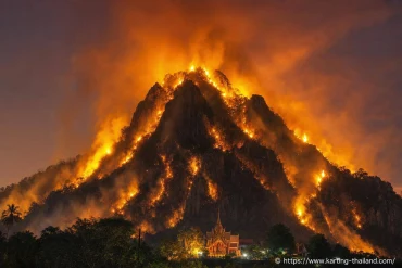 Cette montagne prise dans les flammes en Thaïlande n’est pas un volcan